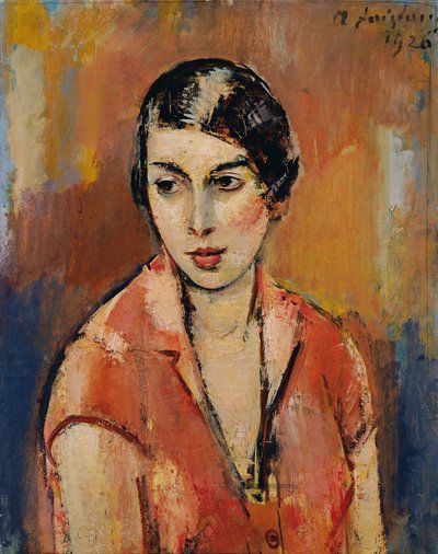 Jovem de vestido rosa de Anton Faistauer