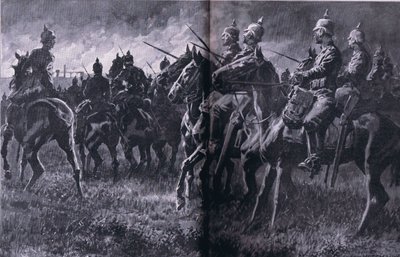 O incêndio na mina em Libin, de The Illustrated History of the World War 1914-1915 pub. por Union Berlagsefellfchaft de Anton Hoffman