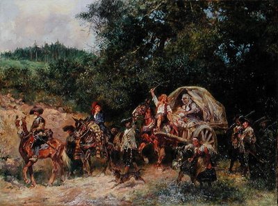 Seguidores do acampamento, c.1900 (óleo sobre tela) de Anton Hoffmann