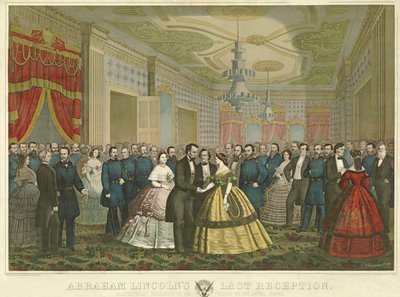 Abraham Lincolns Última Recepção, pub. 1865 (litho colorido à mão) de Anton Hohenstein