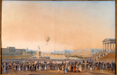 Entrada de Luís XVIII, Rei de França (1755-1824) em Paris, em 3 de Maio de 1814. Pintura de Antoine Ignace Melling (1763-1831) de Anton Ignaz Melling