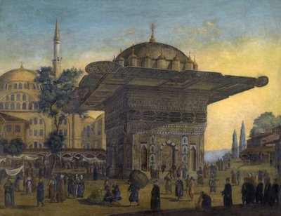 "Vista da Fonte Tophane (Top Hane), Istambul, Turquia" Pintura de Antoine Ignace Melling (1763-1831) 1819 Colecção privada de Anton Ignaz Melling