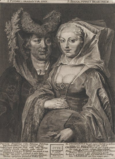 São Pepino I e sua filha, Saint Begga, 1732. de Anton Joseph von Prenner