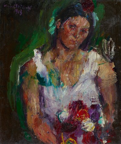 A esposa do artista com flores de Anton Kolig