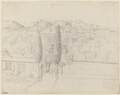Vista da minha janela, via valfonda em Florença (Jardins em Florença vistos da janela do artista) de Anton Krüger