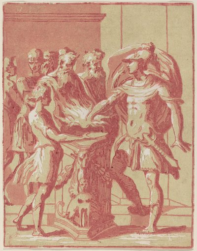 Mucius Scaevola Putting his Hand in a Fire de Anton Maria Zanetti I after Parmigianino