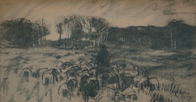 Esboço de um pastor e seu rebanho, século XIX de Anton Mauve
