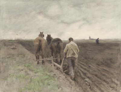 Agricultor por detrás da charrua de Anton Mauve