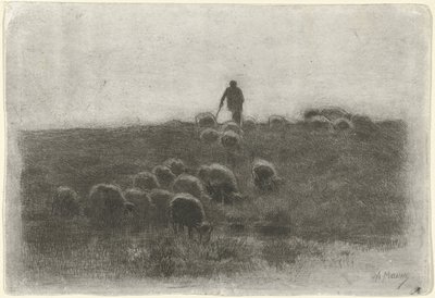 Pastor com rebanho de ovelhas de Anton Mauve