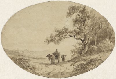 Registador a cavalo e carroça na estrada de Anton Mauve