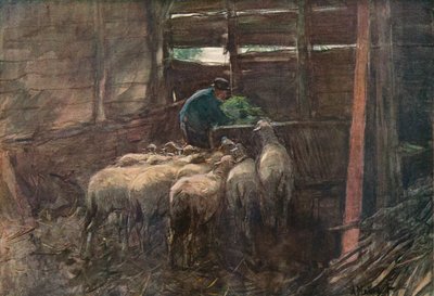Interior de um celeiro, século XIX de Anton Mauve