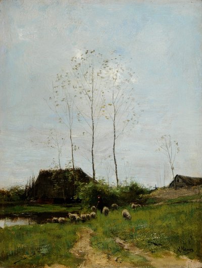 Paisagem com pastor e ovelha (óleo sobre tela) de Anton Mauve