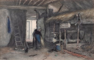 Tarefas matinais, c.1845-65 (aguarela sobre papel) de Anton Mauve