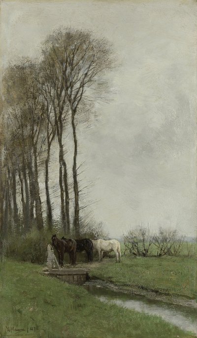 Cavalos na cerca de Anton Mauve