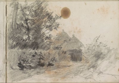 Caminho ao longo de uma cerca viva para uma casa de campo de Anton Mauve