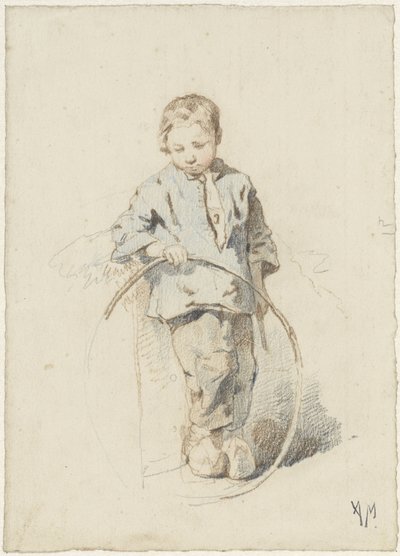 Menino de pé com um aro de Anton Mauve