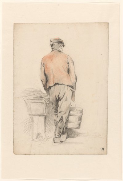 Rapaz de pé com balde, visto de costas de Anton Mauve
