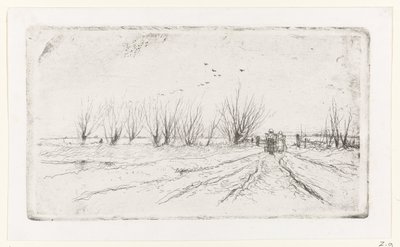 Paisagem de inverno com leiteiras de Anton Mauve