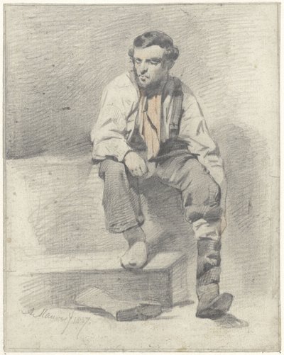 Trabalhador sentado de Anton Mauve