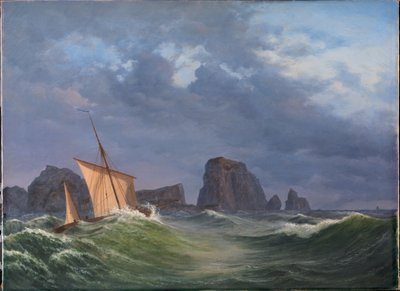 Um barco de pesca Shetland em clima de tempestade ao norte das Ilhas Orkney de Anton Melbye