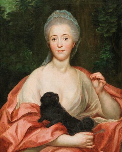 Retrato da Duquesa Mariana de Silva-Bazán y Sarmiento 1739-1784, com cachorro, ca 1760. de Anton Raphael Mengs