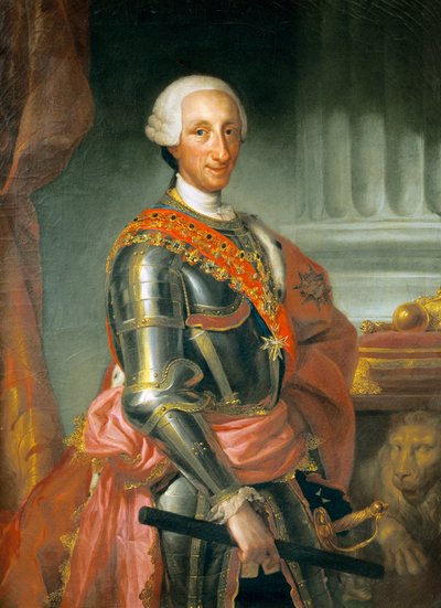 Retrato do Rei Carlos III de Espanha, de Anton Raphael Mengs, Circa 1765, óleo sobre tela de Anton Raphael Mengs