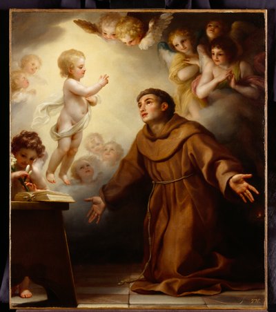 O Cristo Infante que aparece a Santo António de Pádua, c.1765 (óleo sobre tela) de Anton Raphael Mengs