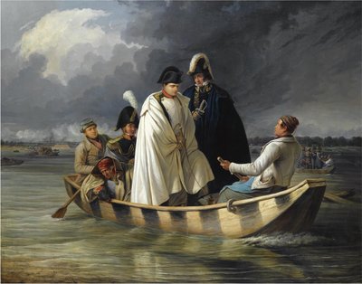 Napoleão deixando o Lobau após a derrota na batalha de Aspern, 1845 de Anton Ritter von Perger