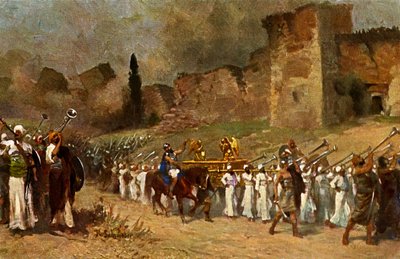 Destruição das muralhas de Jericó - Antigo Testamento (impressão) de Anton Robert (after) Leinweber