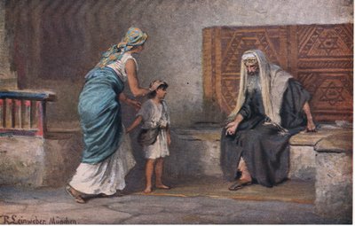 Ana traz Samuel a Eli, de Hulberts História da Bíblia publicada por The John Winston Company, 1932 de Anton Robert Leinweber