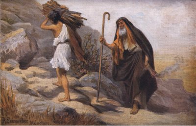 O sacrifício de Isaac, de Hulberts História da Bíblia, publicado por The John Winston Company, 1932 de Anton Robert Leinweber
