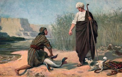 Tobias e o Anjo (lito colorido) de Anton Robert Leinweber