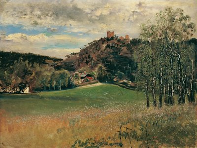 O Meiereiwiese em Vorderbrühl com as ruínas de Mödling de Anton Romako