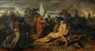 Rudolf von Habsburg no cadáver de Přemysl Ottokar, rei da Boêmia de Anton Romako