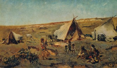 Acampamento cigano em Puszta de Anton Romako