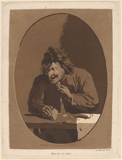 Um camponês comendo de Anton Spreng after Adriaen Brouwer; published by Joseph Eder