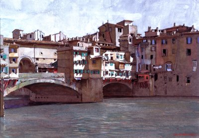Ponte Vecchio, Florença (corpinho sobre papel) de Anton Van Anrooy