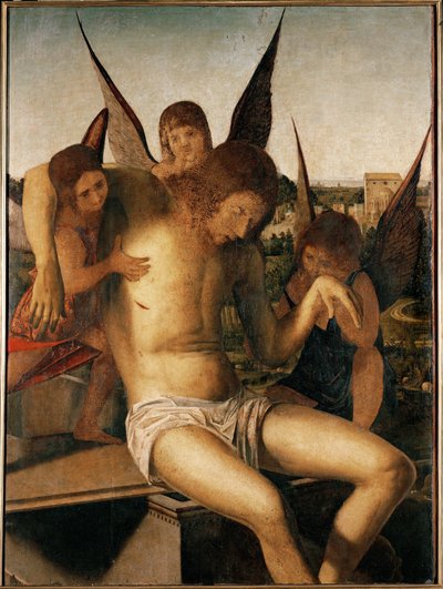 Pietá com três anjos, c.1475 (óleo sobre madeira) de Antonello da Messina