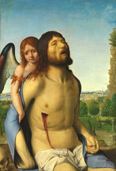 O Cristo morto amparado por um anjo de Antonello da Messina