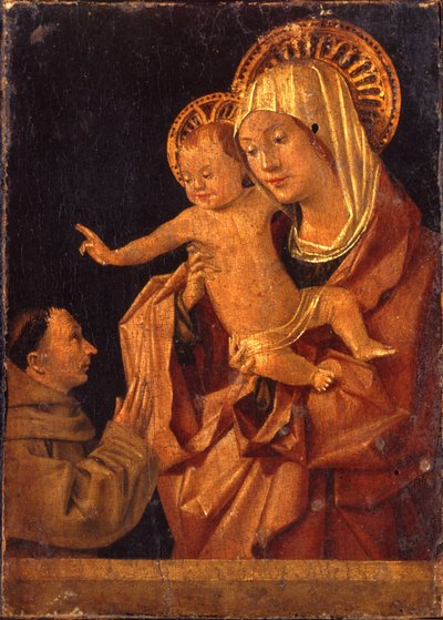 A Madona e o Menino com um monge franciscano em adoração de Antonello da Messina