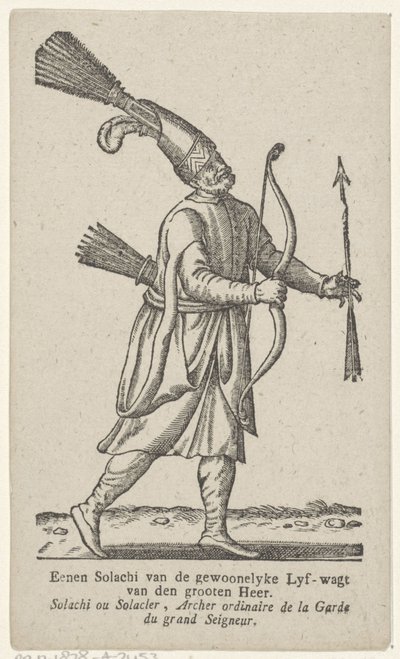 Homem em roupas orientais Eenen Solachi do habitual Lyf-wagt do grande Senhor (título no objeto) de Antoni van Leest