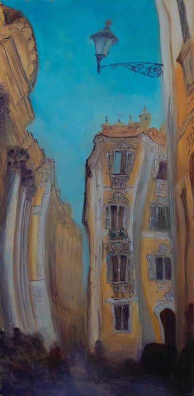 À procura da fonte, Itália, 2015 (óleo sobre tela) de Antonia Myatt