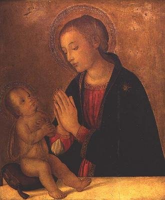 A Madonna adorando a Criança de Antoniazzo (workshop of) Romano