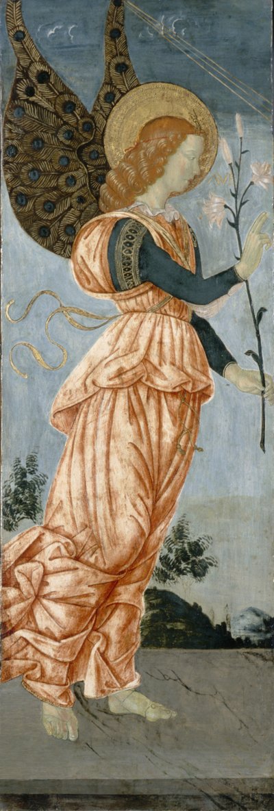 Anjo da Anunciação, c.1500 (têmpera sobre madeira de choupo) de Antoniazzo Romano