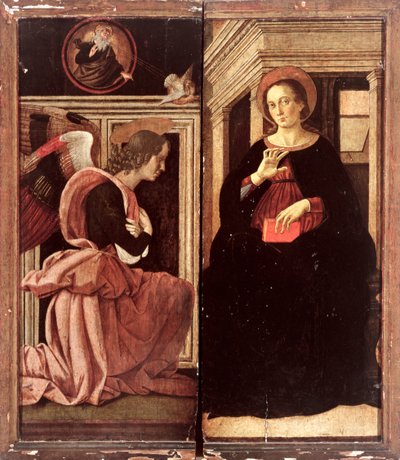 Anunciação (tempera no painel) de Antoniazzo Romano