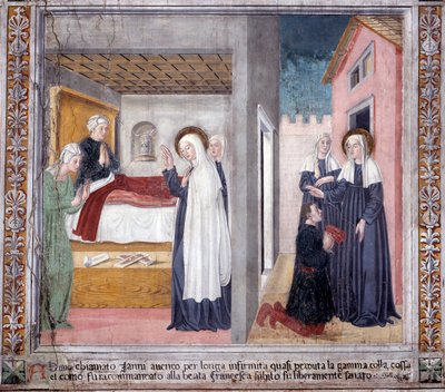 Vida de Santa Francisca Romana : A santa cura um homem que perdeu a perna (Fresco de Antoniazzo Romano
