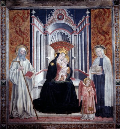 Virgem entre São Benedito e Santa Francesca Romana (Fresco de Antoniazzo Romano