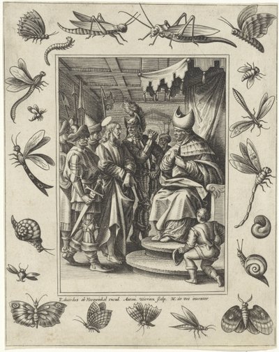 Cristo diante de Caifás Paixão de Cristo (título da série) de Antonie Wierix (II)