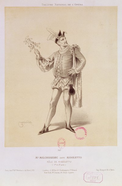 Retrato do Sr. Melchissedec como Rigoletto em Rigoletto por Verdi de Antonin Marie Chatiniere