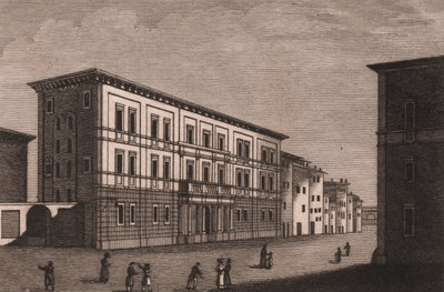 Vista do Palácio Episcopal em Pistoia, Toscana, Itália, gravura em cobre de Antonio Morghen (1788-1853), cerca de 13x9,5 cm de Antonio (1788 1853) Morghen